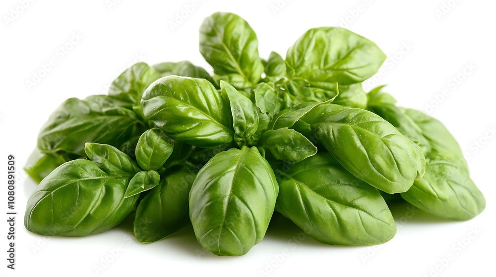 Fresh basil leaves, isolated on white background Fresh basil leaves, isolated on white background