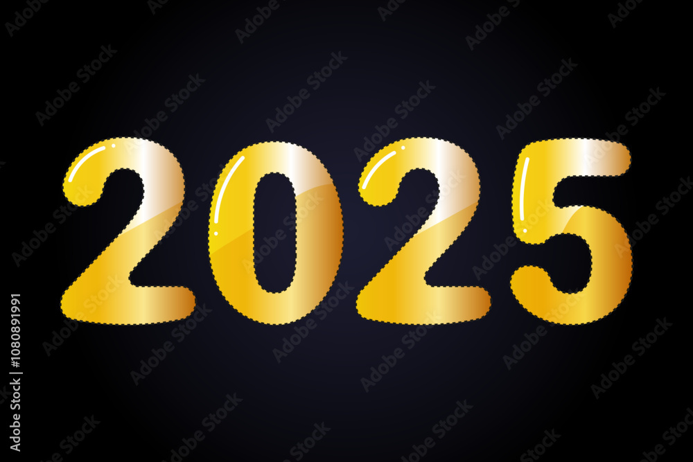 Year 2025 numbers on dark background. Festive background Happy New Year 2025.
