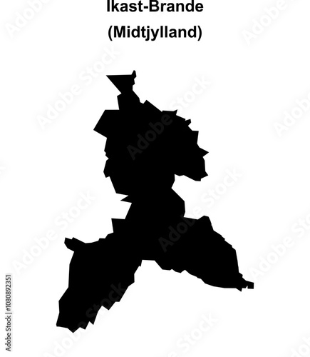 Ikast-Brande municipality blank outline map