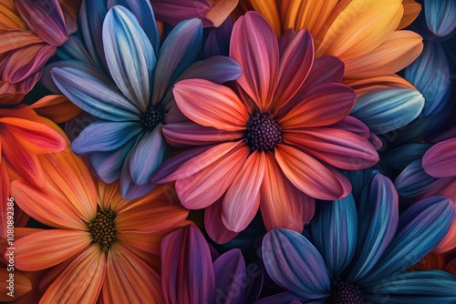 Vibrant Multicolored Flower Petals Close-Up