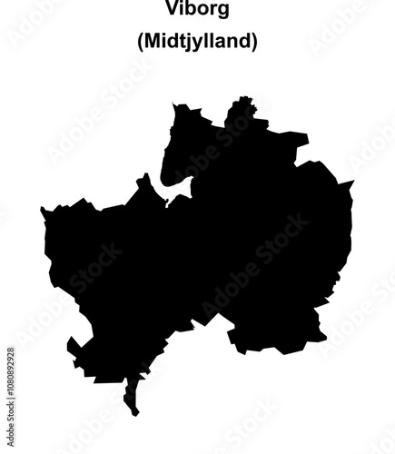 Viborg municipality blank outline map