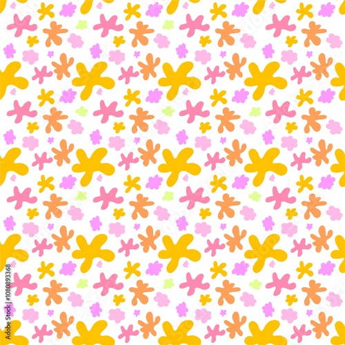 seamless floral cute, geometric shapes, pattern, background, design, art for fabric, textile, and kids