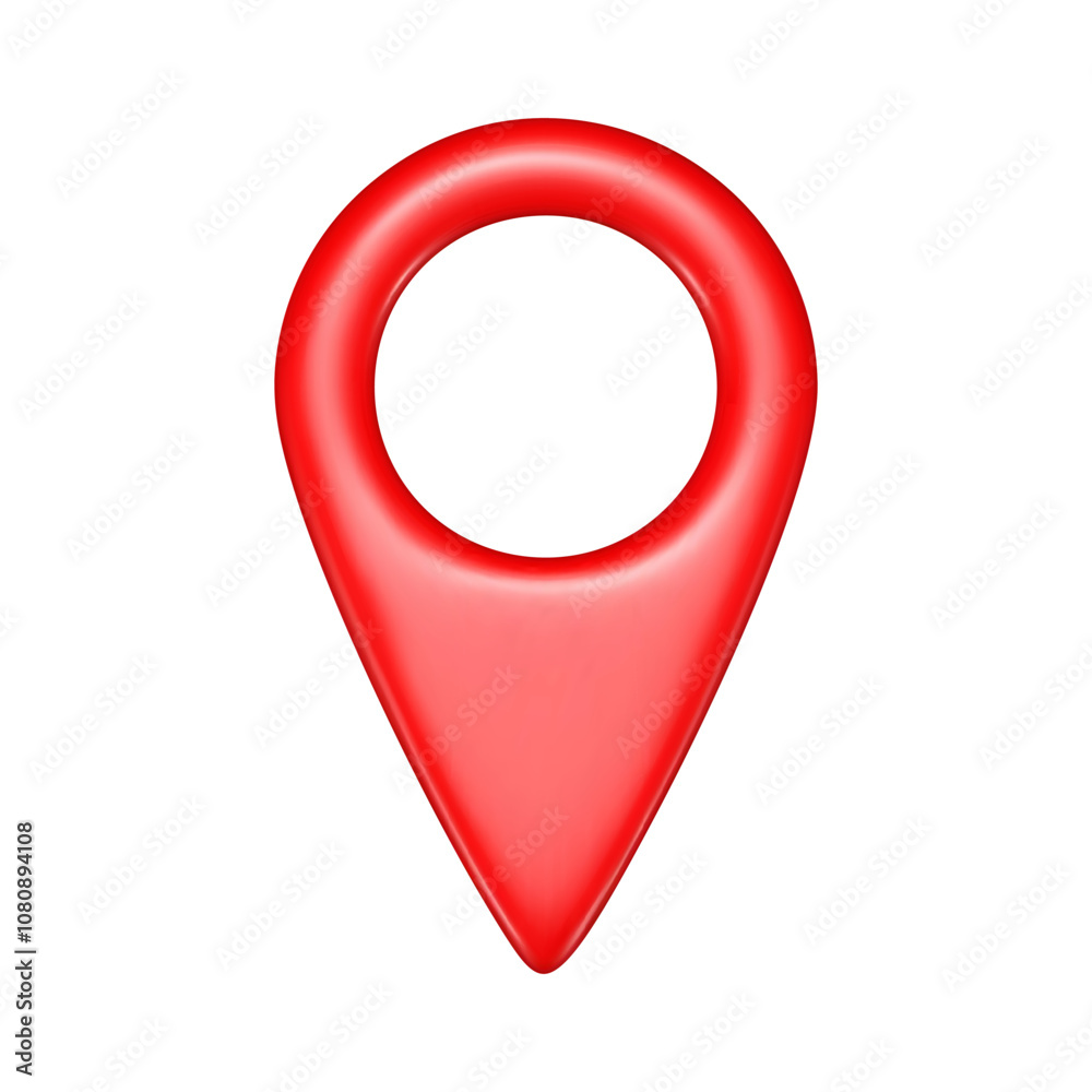 Realistic 3d red geolocation map pin icon front view vector illustration isolated on white background Realistic 3d red geolocation map pin icon front view vector illustration isolated on white background