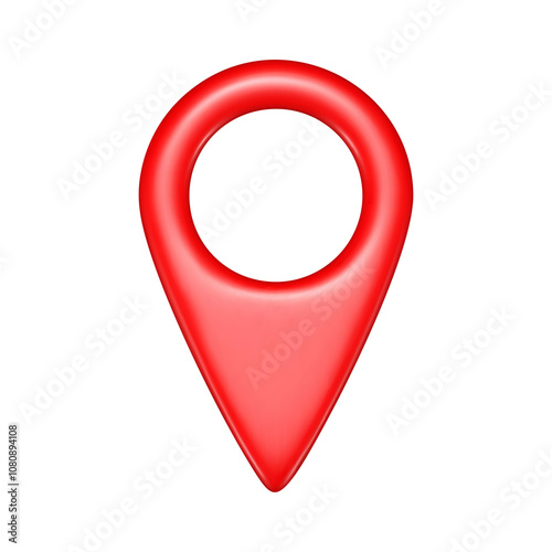 Realistic 3d red geolocation map pin icon front view vector illustration isolated on white background