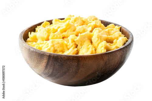 Scrambled eggs in a bowl on a white background. isolated background.