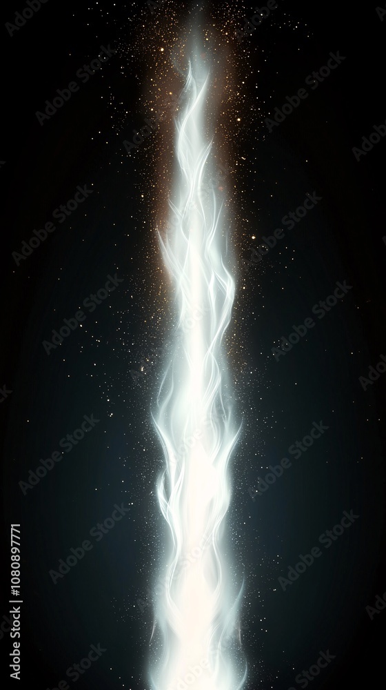 A stunning abstract representation of white flames rising against a dark backdrop, creating a captivating visual effect with specks of light. A stunning abstract representation of white flames rising against a dark backdrop, creating a captivating visual effect with specks of light.