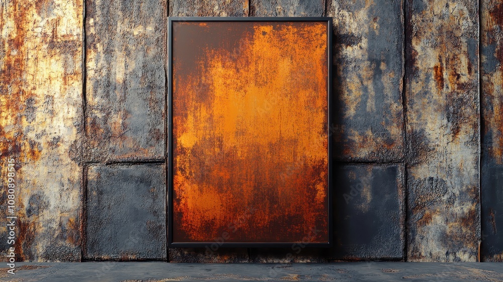 Black frame on rusted door deep rust tones illuminated evenly Black frame on rusted door deep rust tones illuminated evenly