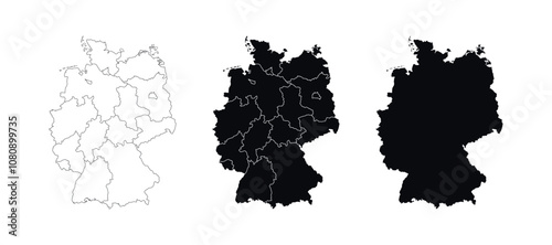 Germany Map vector icon. Map of Germany various styles.