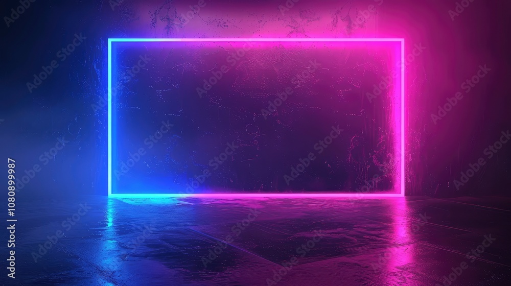 Neon background, violet and blue colors in a dark background, modern digital technology 