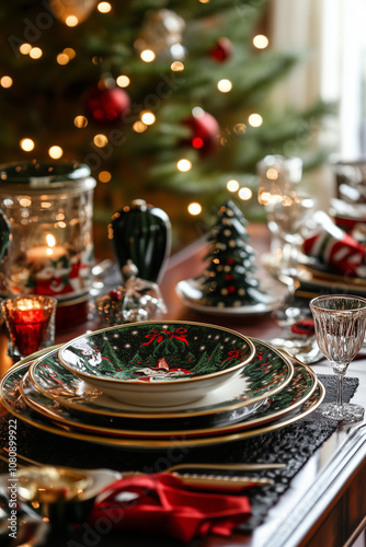 A Beautifully Arranged Christmas Dining Table Adorned With Festive Decorations, Elegant Tableware, and a Warm, Inviting Atmosphere