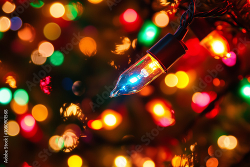 Obraz na płótnie Twinkling Christmas Lights Illuminate a Cozy Gathering Place, Creating a Festive Atmosphere During the Joyful Holiday Season w salonie