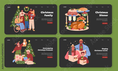 Christmas Family. Flat Vector Illustration