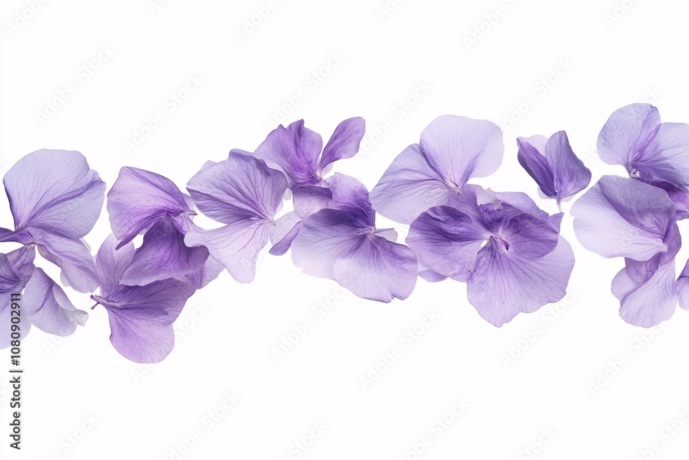 Naklejka premium Delicate Purple Flower Petals on a White Background