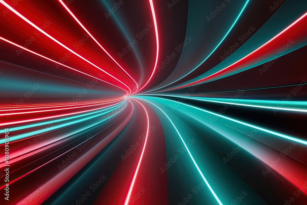 Dynamic Red and Teal Gradient Light Ribbons with Glowing Motion Effects Dynamic Red and Teal Gradient Light Ribbons with Glowing Motion Effects