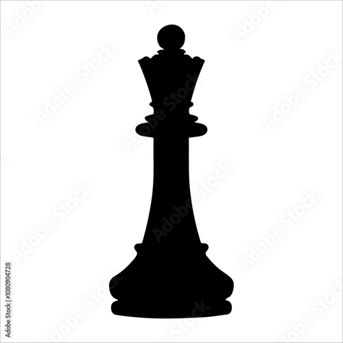 Hand-drawn sketch of Queen chess piece on a white background. Chess pieces. Chess. Check mate