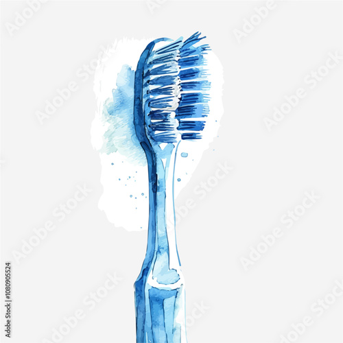 A watercolor of a Toothbrush, isolated on a white background. Toothbrush vector.