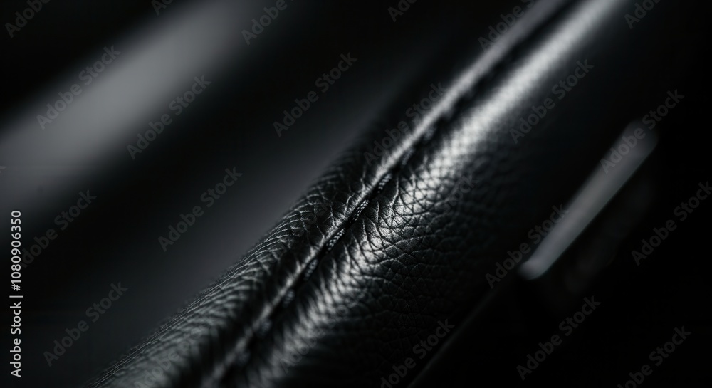 Subtle luxury in black leather texture with elegant stitching Subtle luxury in black leather texture with elegant stitching