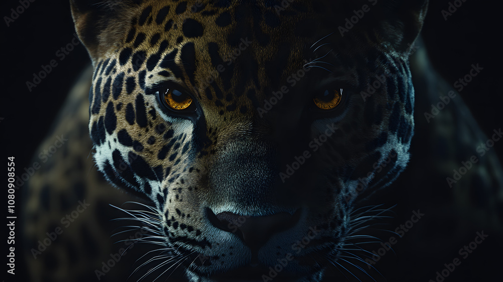 Obraz premium Close-up of a Jaguar's Intense Gaze