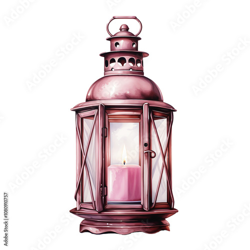 Pink Lantern with Candle photo