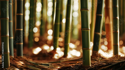 Bamboo Forest with Bokeh and Foreground Texture photo