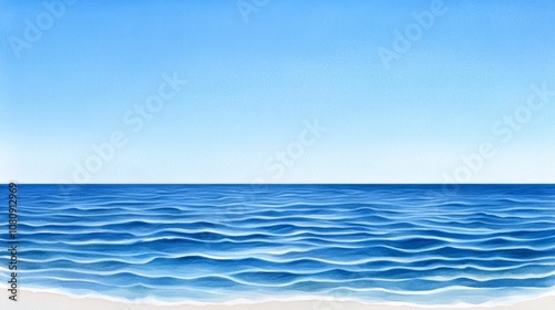 Serene Ocean Seascape Calm Water Blue Sky Beach Background