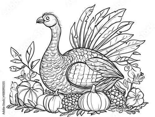 Wallpaper Mural Thanksgiving themed coloring book page Torontodigital.ca