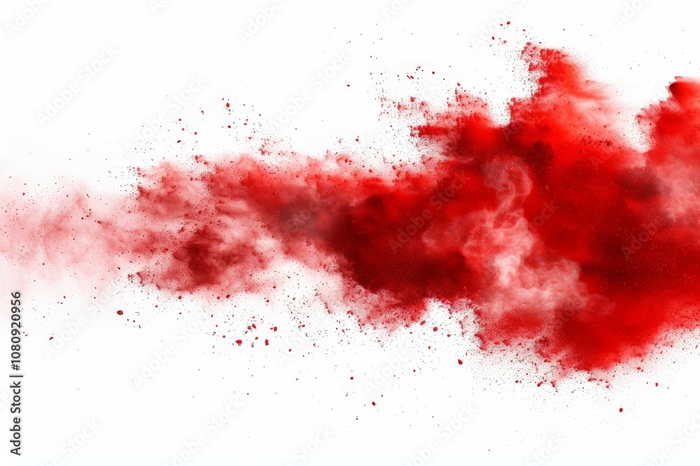Bright red dust explosion on white background Bright red dust explosion on white background