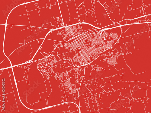 Christmas Map of Big Spring Texas, USA in Snowy White on Festive Red Background. photo