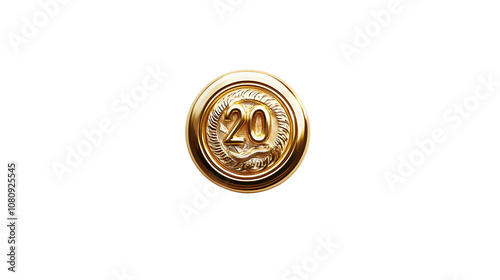 Circular '2025' badge pin in gold on a plain white background, no shadows