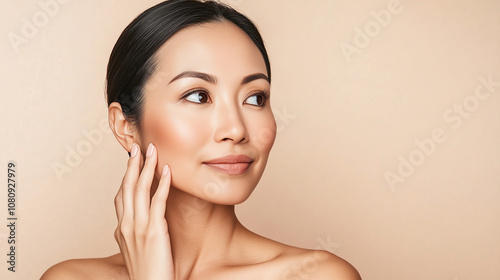 Radiant Portrait of an Asian Woman with Glowing Skin