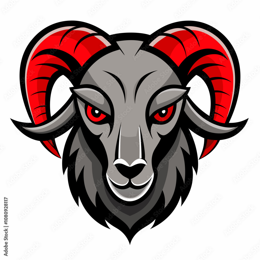 Fierce Ram Head Mascot Logo with Red Horns Vector Illustration Fierce Ram Head Mascot Logo with Red Horns Vector Illustration