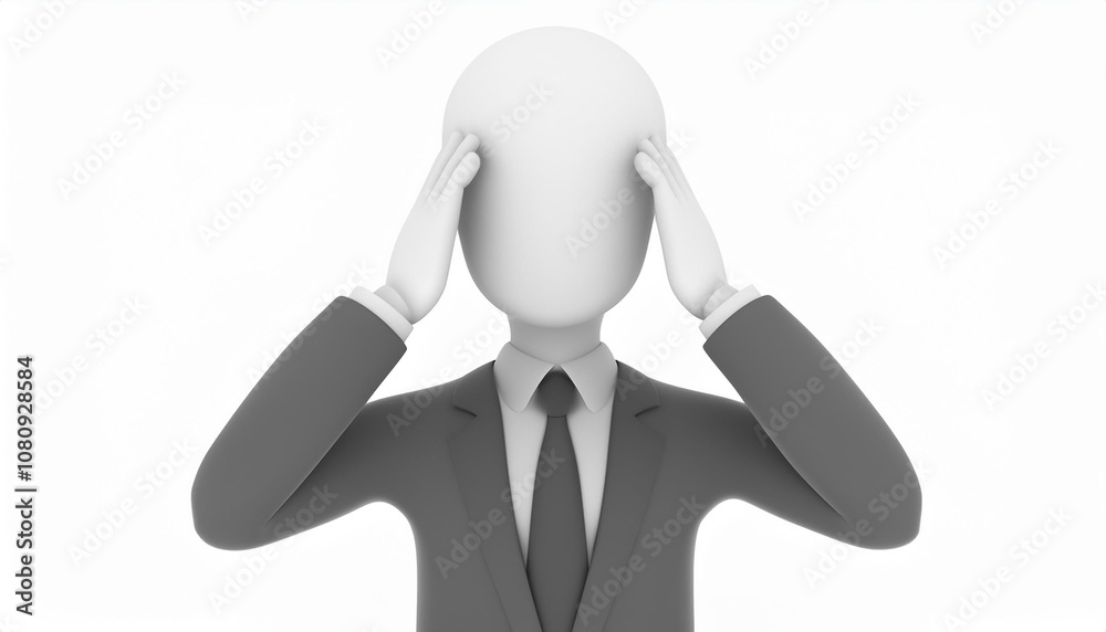 3D Render of a Businessman Suffering from a Headache 3D Render of a Businessman Suffering from a Headache