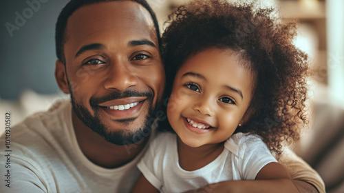 Father and daughter share a heartwarming moment at home, showcasing the beauty of family connections with smiles