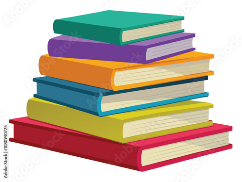 stack of colorful books, Books icon clipart illustration