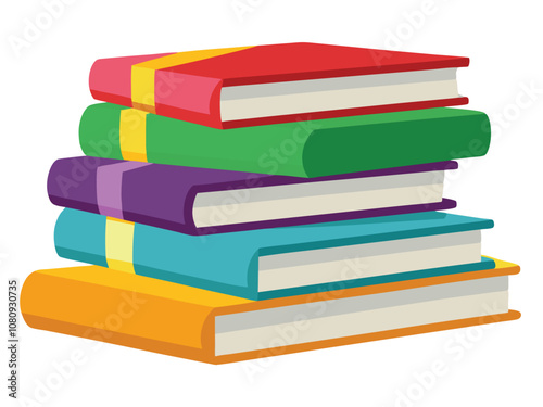 stack of colorful books, Books icon clipart illustration