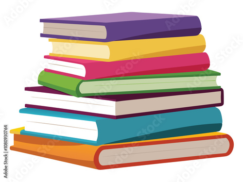 stack of colorful books, Books icon clipart illustration