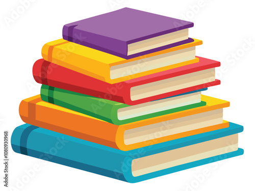 stack of colorful books, Books icon clipart illustration