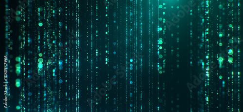 Abstract Technology Background. Binary data and streaming code. 3d illustration