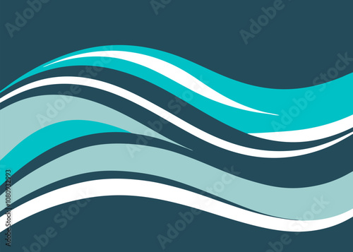 Turquoise and white wavy lines are creating an abstract and geometric background, perfect for banners, backdrops, or any design project needing a touch of modern elegance