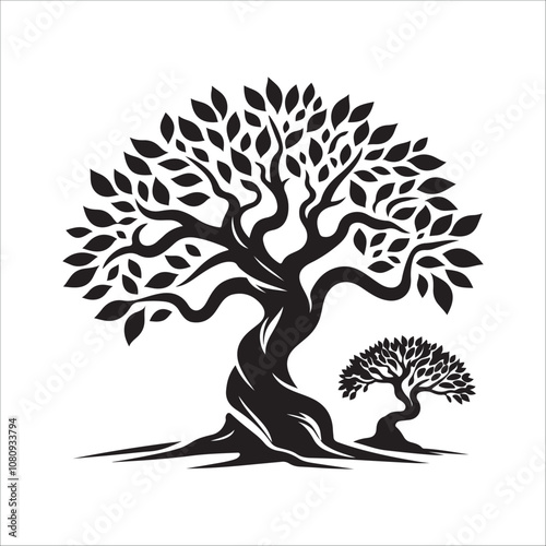 tree silhouette vector vector black tree of live icon on white background