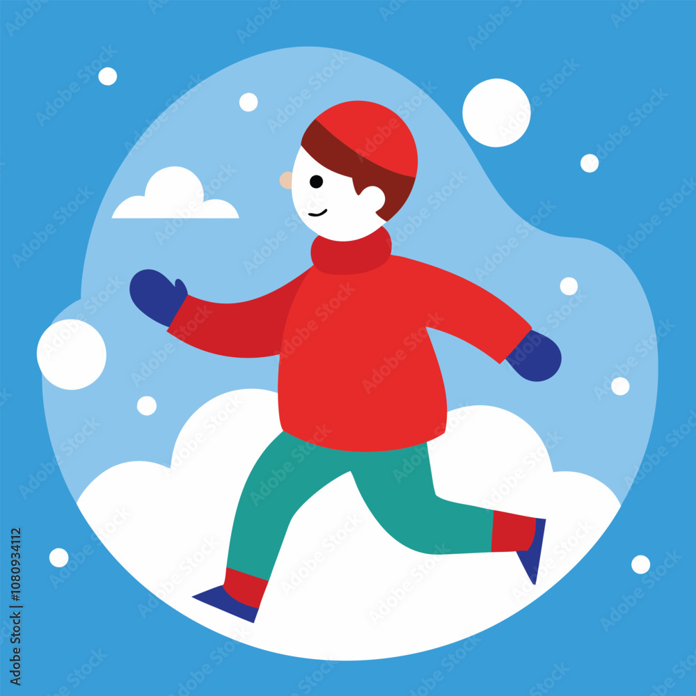Fototapeta premium cartoon boy child playing with a ball