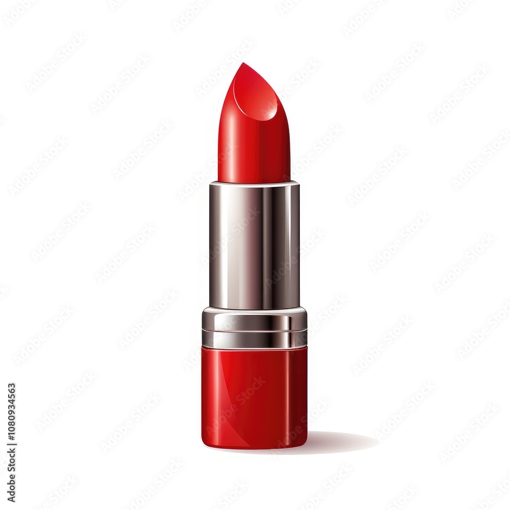 Vibrant Red Lipstick in Sleek Packaging Ideal for Cosmetic Promotional Materials, Fashion Advertising, Beauty Blogs and Social Media Campaigns