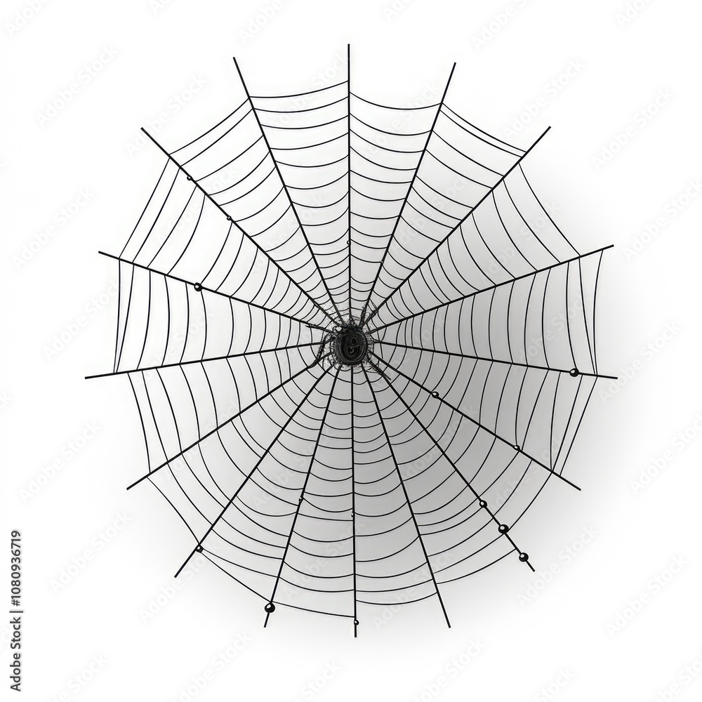 Obraz premium Intricate Black Spider Web Design Against a White Background, Perfect for Halloween, Nature Themes, or Graphic Design Projects, Symbolizing Complexity and Nature’s Artistry