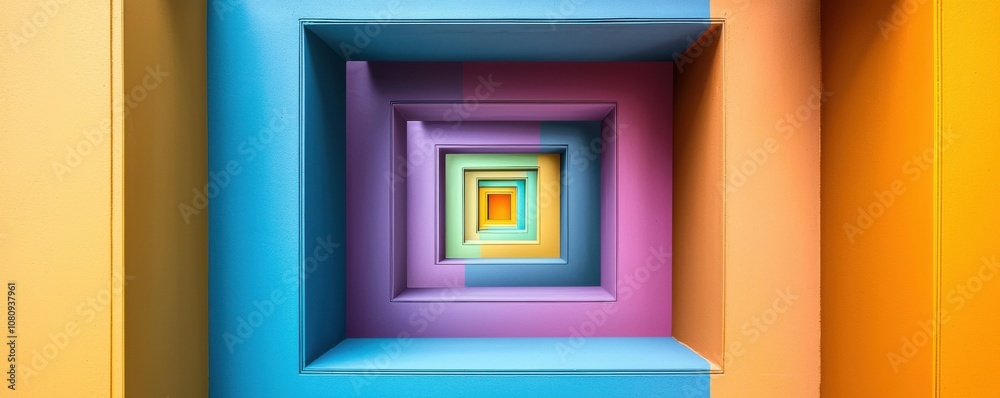 Colorful geometric shapes on a vibrant blue background Colorful geometric shapes on a vibrant blue background