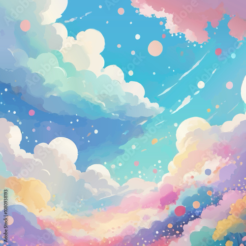 cartoon pastel cloud pattern