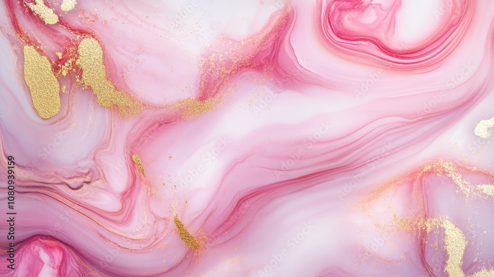 Abstract marbled stone texture with fluid ink patterns featuring pink petals and gold swirls creating a luxurious background design Abstract marbled stone texture with fluid ink patterns featuring pink petals and gold swirls creating a luxurious background design