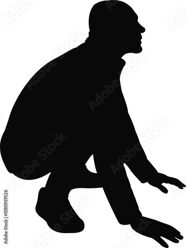 a man crawling body silhouette vector