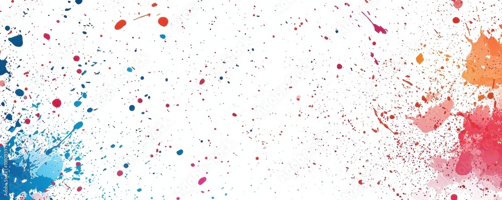 Vibrant colorful paint splatters on a white background Vibrant colorful paint splatters on a white background