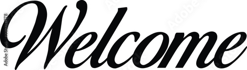 Welcome word. Hand lettering design. Vector calligraphic inscription. Welcome handwritten text.
