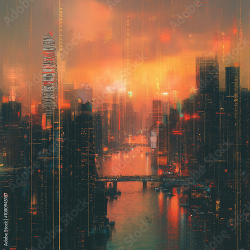 Wallpaper Mural city skyline at sunset Torontodigital.ca